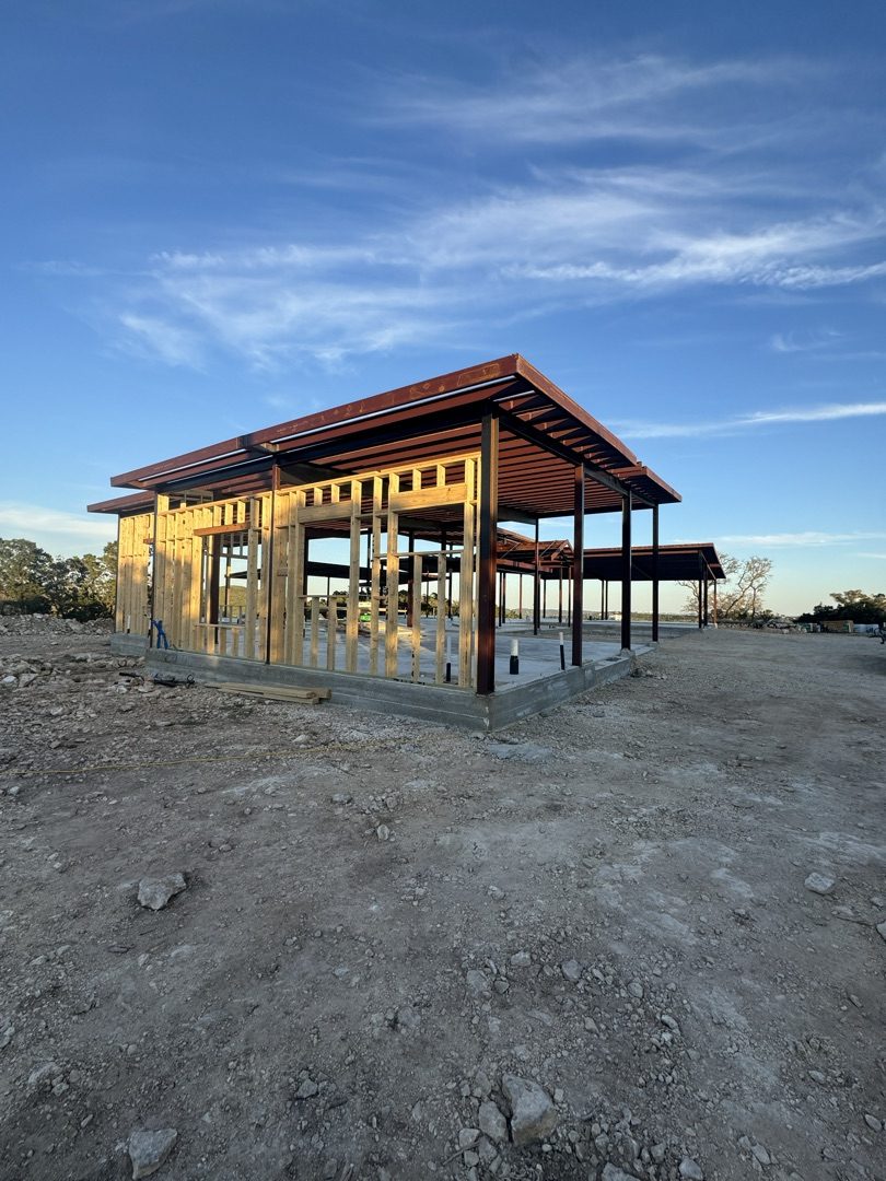 Metal building with wood framing combination interior, Central Texas